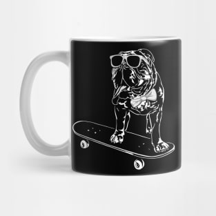 Funny British Bulldog dog English Bulldog skateboarding Mug